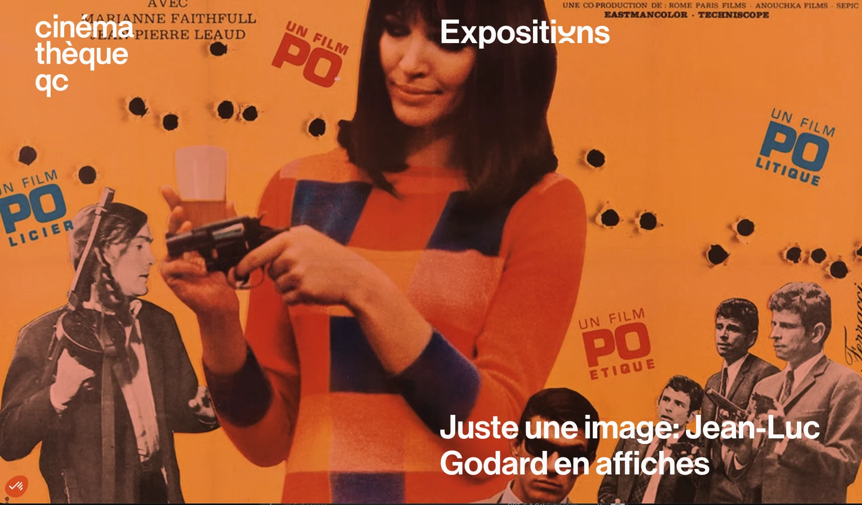 User-supplied style reference: a screenshot of the Cinémathèque québécoise’s French cinema poster exhibition page.